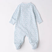 Rear view of the iDo green floral print babygrow.