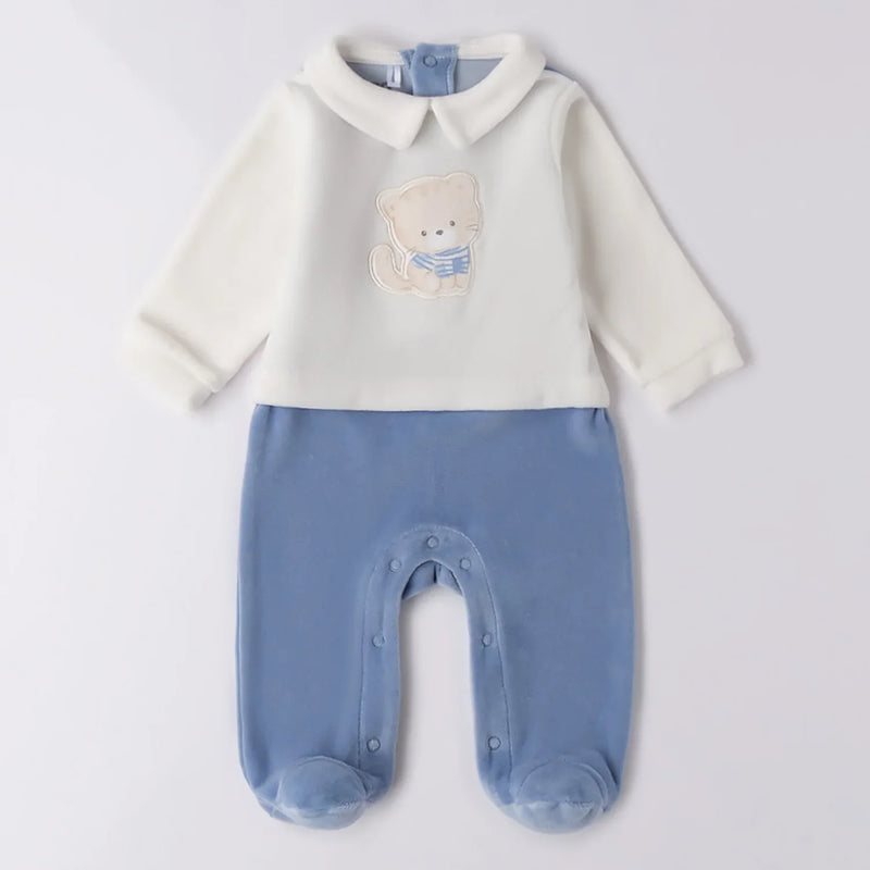 iDo light blue kitten babygrow - 4f021.