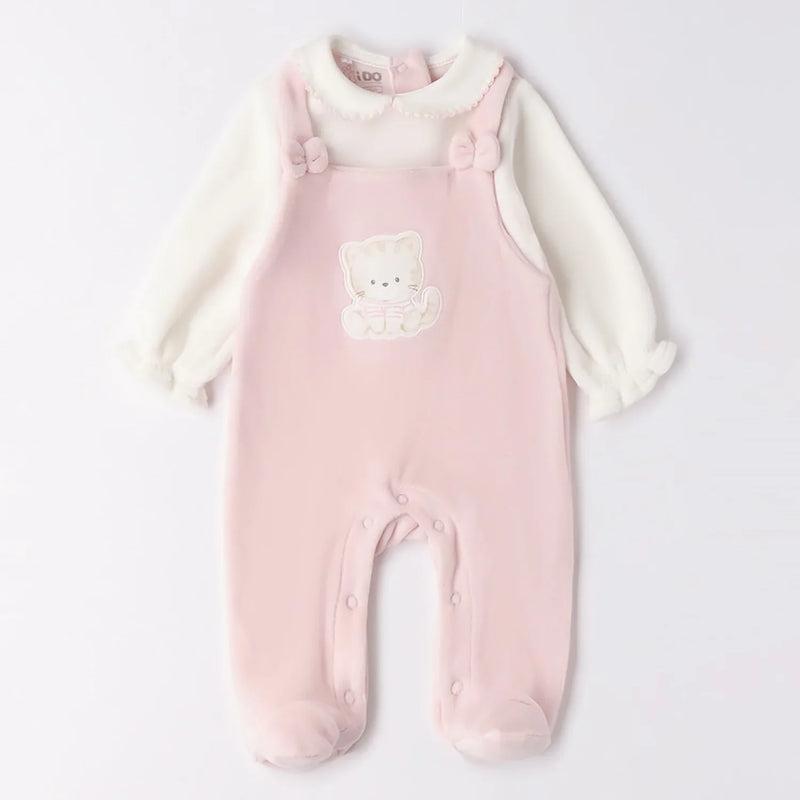 iDo light pink kitten babygrow - 4f182.
