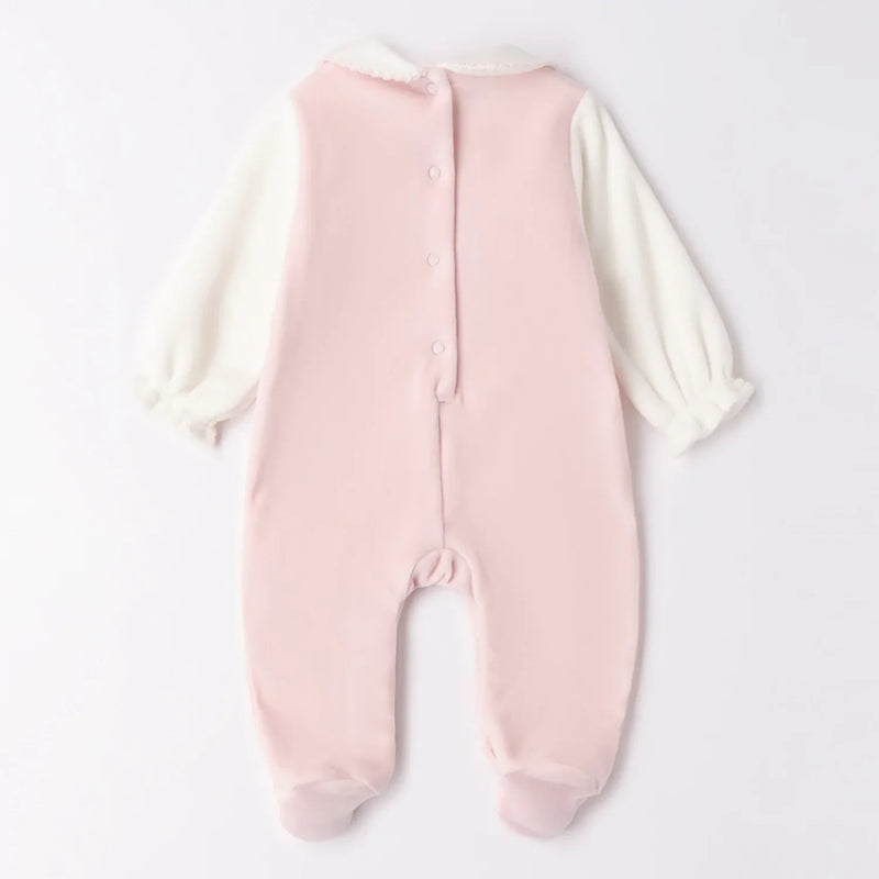 Back of the iDo baby girl's kitten babygrow.