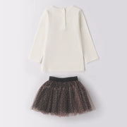 Back of the iDo leopard print skirt set.