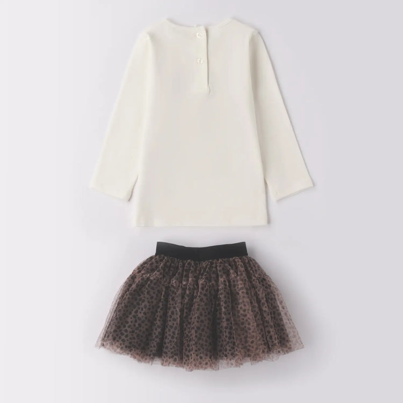 Back of the iDo leopard print skirt set.