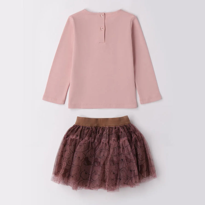 Back of the iDo pink teddy bear skirt set.