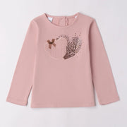 Girl's blush pink long sleeve t-shirt.