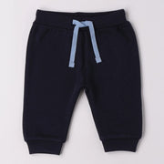 Baby boy's navy blue track bottoms.