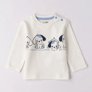 White long sleeve t-shirt with cute puppy print.
