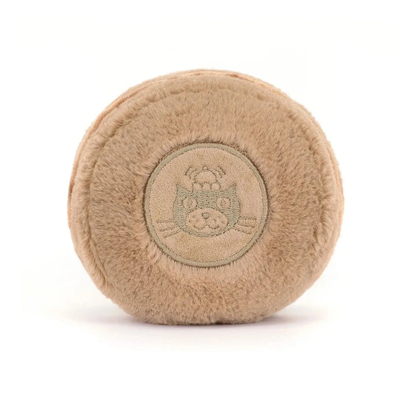 Back of the Jellycat brown amuseables mona macaron.