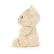 Side view of the Jellycat bartholomew bear junior.