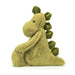 Side view of the Jellycat bashful dino.