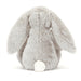 Back of the Jellycat grey blossom bunny.