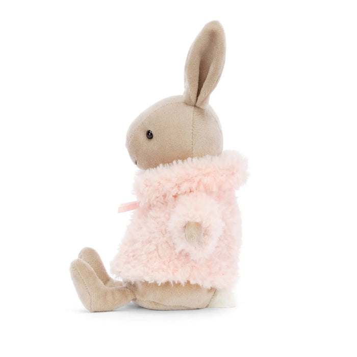 Side view of the Jellycat comfy coat bunny.