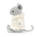 Side view of the Jellycat comfy coat mouse.