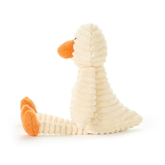 Side view of the Jellycat cordy roy baby duckling.