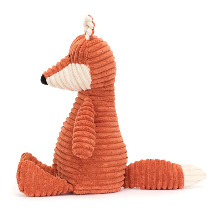 Side view of the Jellycat cordy roy fox.