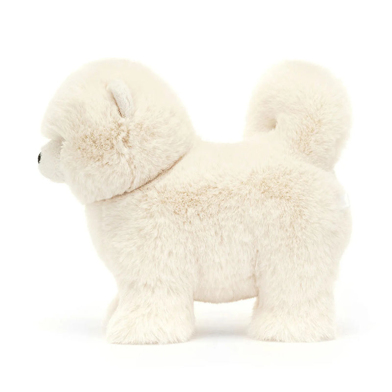 Side view of the Jellycat daphne pomeranian.