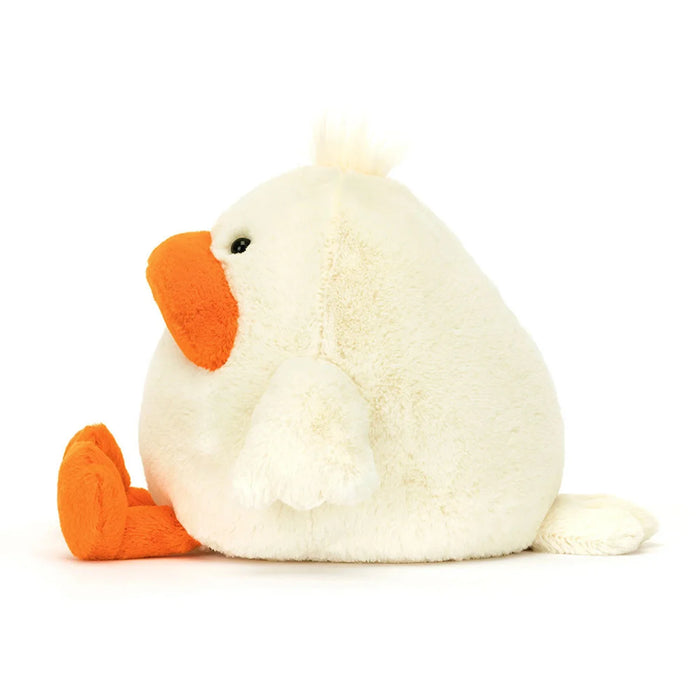 Side view of the Jellycat delia duck.