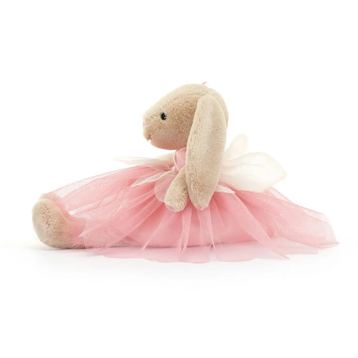 Side view of the Jellycat lottie bunny fairy.