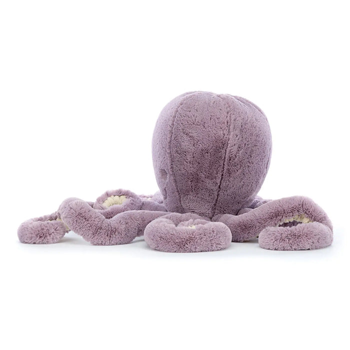 Side view of the Jellycat maya octopus.