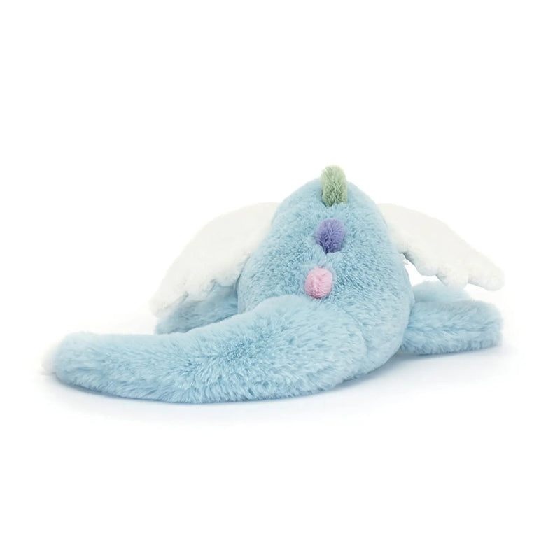 Back of the Jellycat blue sky dragon.