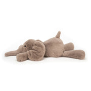 Side view of the Jellycat smudge elephant.