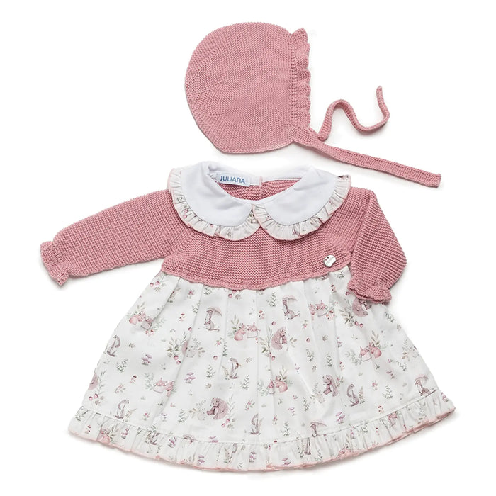 Juliana pink dress & bonnet - 24634.