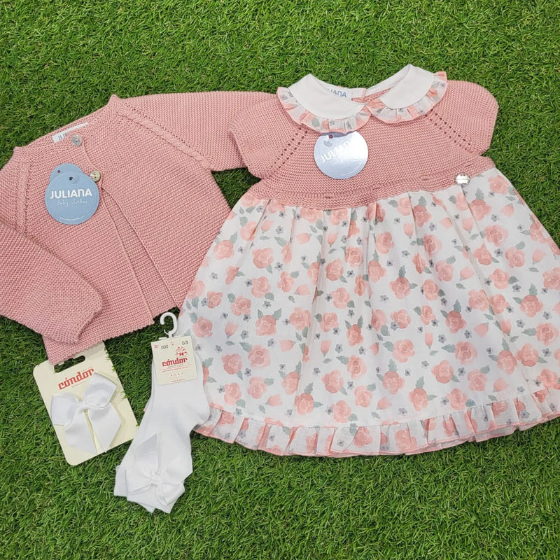 Juliana knitted cardigan with outfit.