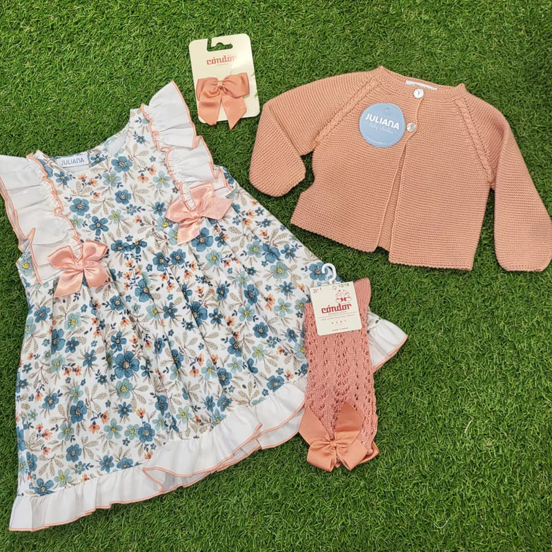 Juliana knitted cardigan with outfit.