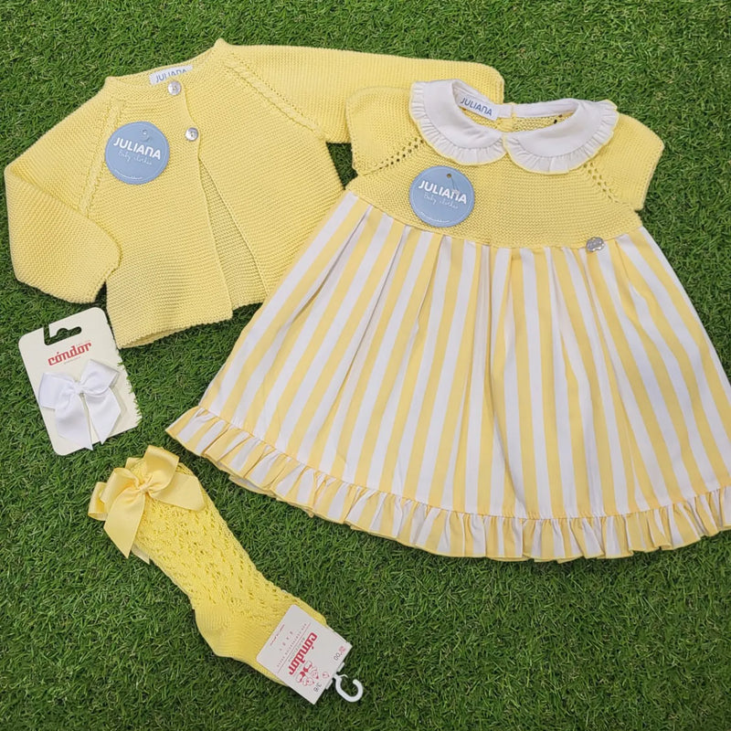 Juliana knitted cardigan with outfit.