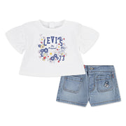 Levi's baby girl's denim shorts set - em144.