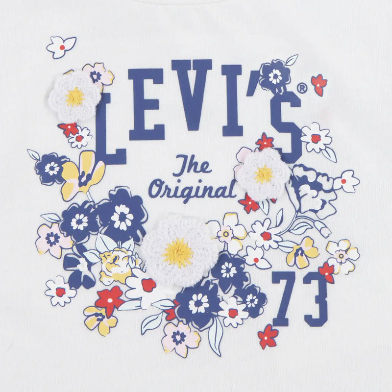 Levi's baby girl's white t-shirt with floral logo.