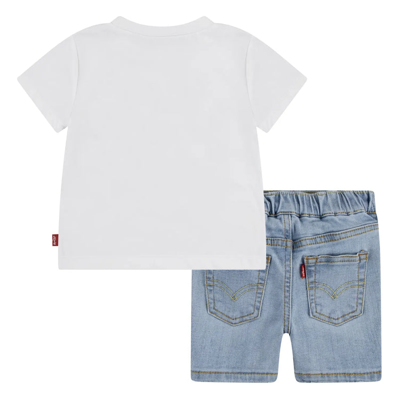Back of the Levi's denim shorts set.