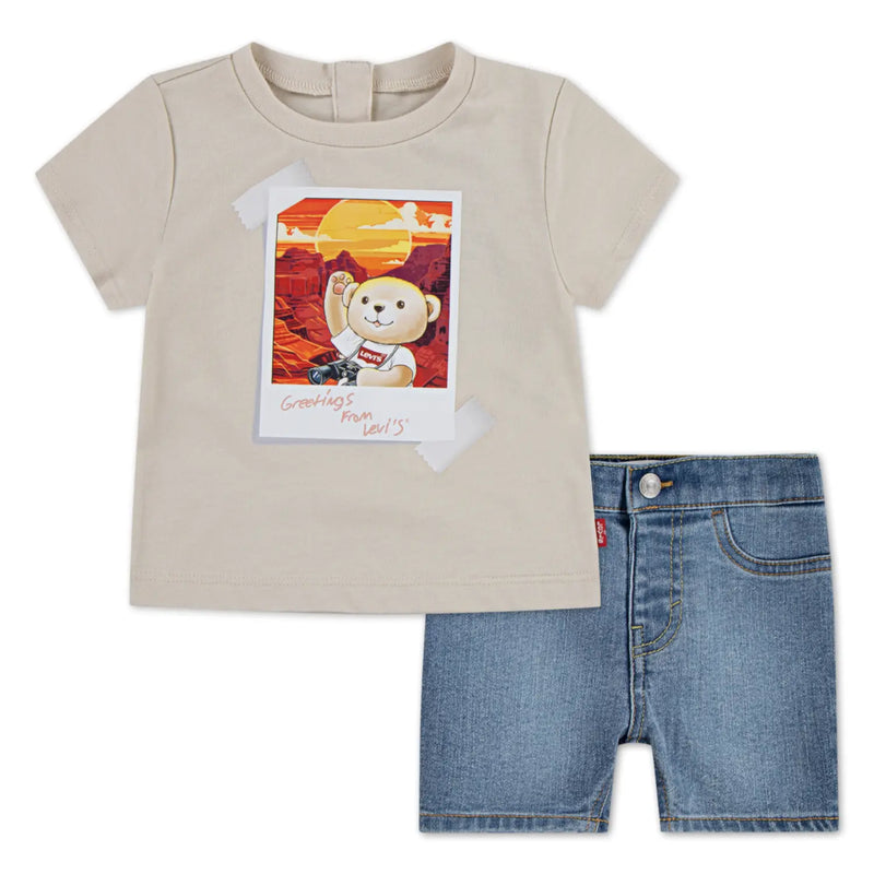 Levi's baby boy's denim shorts set - em343.