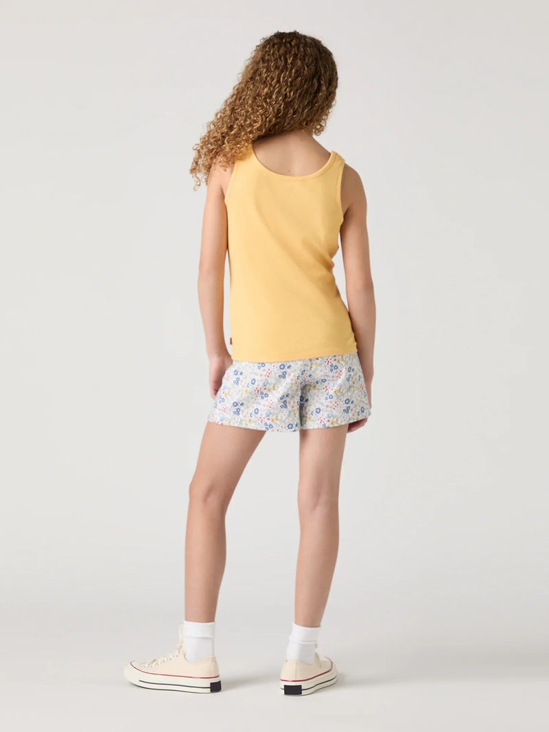 Girl modelling the Levi's floral print shorts.