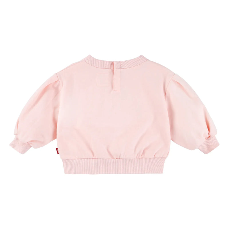 Back of the Levi's pink flower logo sweatshirt.