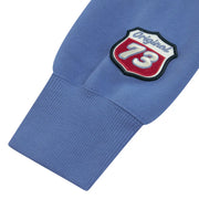 Closer look at the Levi's highway hoodie showing detail of the embroidered logo patch