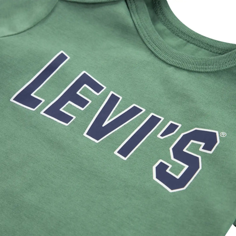 Closer view of the Levi's green bodysuit.