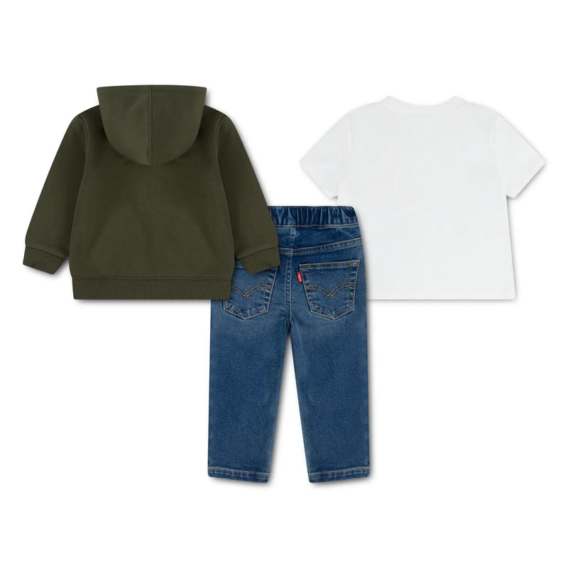 Back of the Levi's hoodie & jeans set.