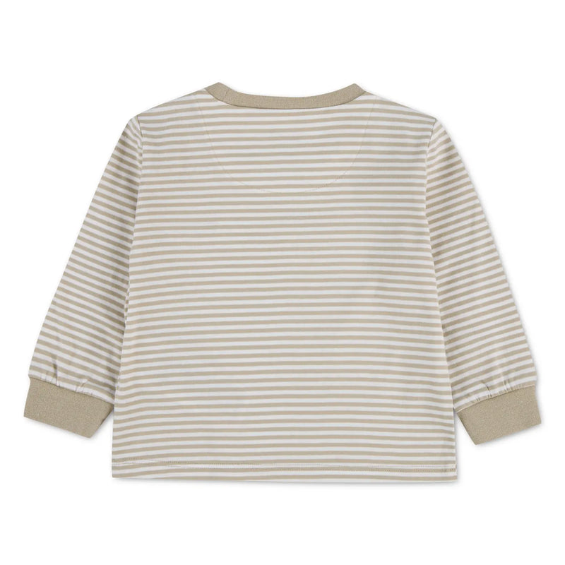 Back of the Levi's beige long sleeve striped t-shirt.