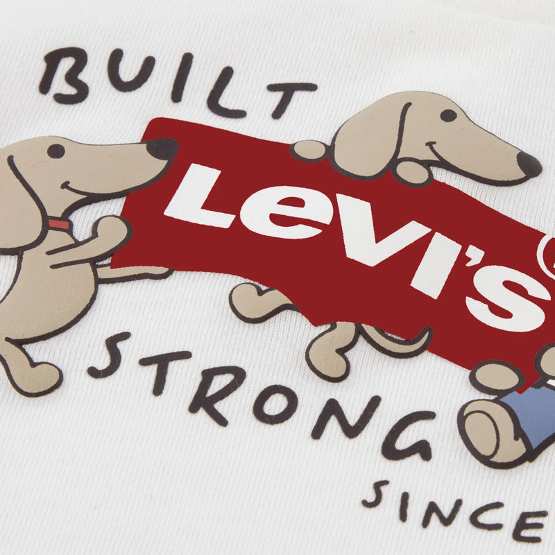Closer look at the Levi's long sleeve teddy bear t-shirt showing detail of the cute logo print.