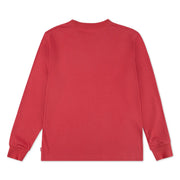Rear view of the Levi's red long sleeve varsity t-shirt.