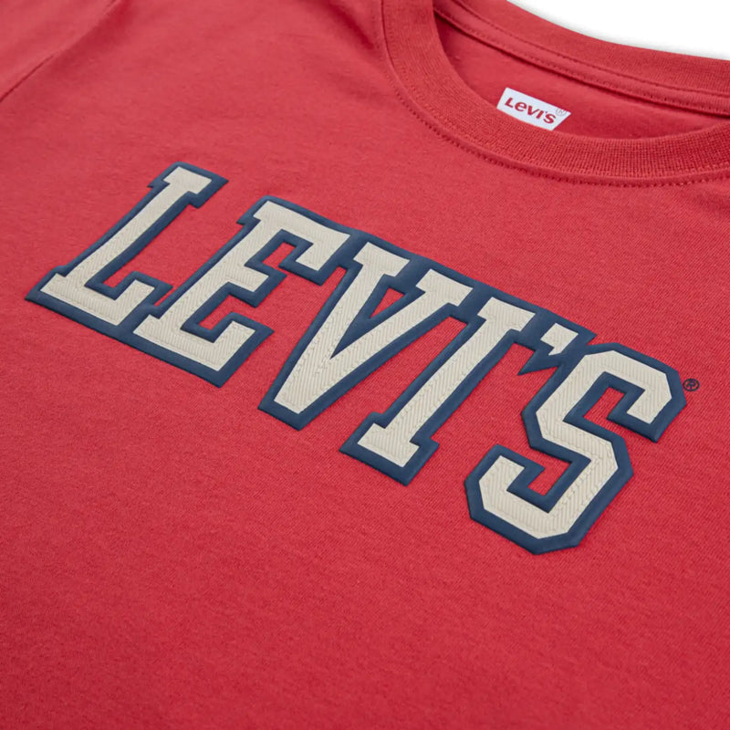 Closer look at the Levi's long sleeve varsity t-shirt.