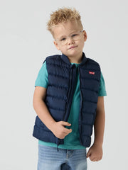 Boy modelling the Levi's padded gilet.