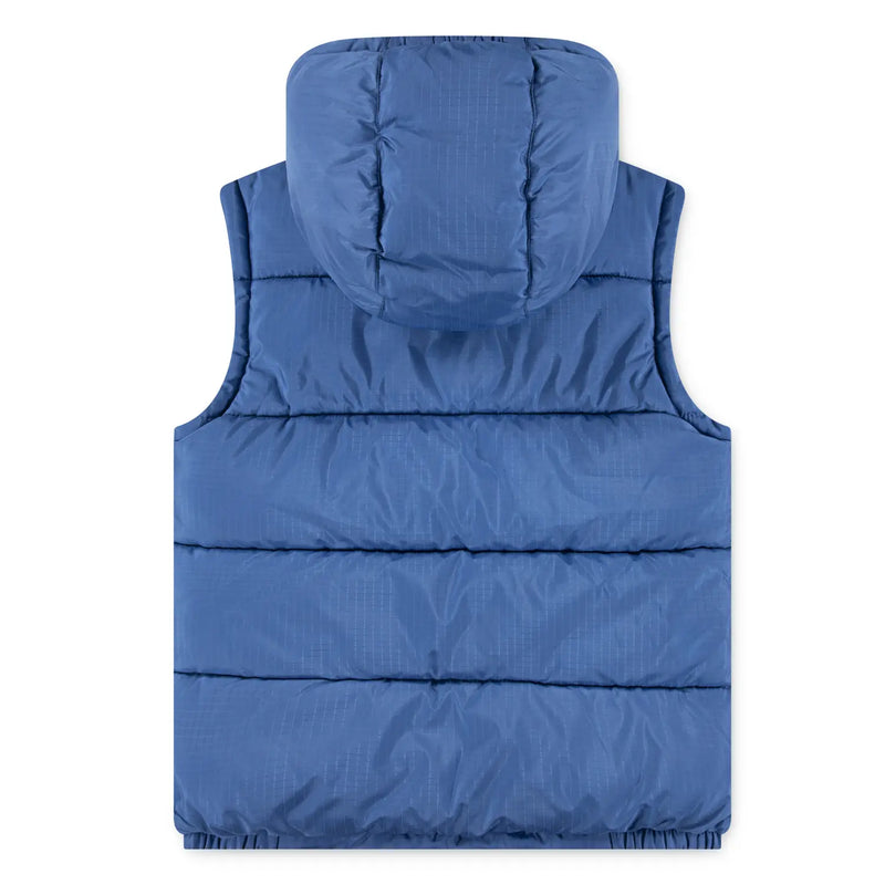 Rear view of the Levi's blue padded gilet.