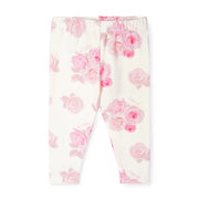 Little A girl's rose print leggings. 