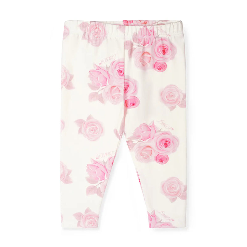 Little A girl's rose print leggings. 