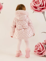 Rear view of the Little A dolly coat.