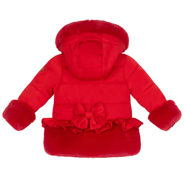 Back of the Little A red honey padded jacket.