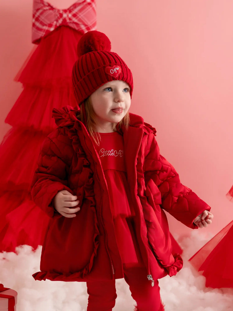 Little A kaia coat, modelled by baby girl.