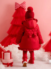 Little A kaia coat with large bow on the back.