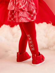 Little A kamila tights with rows of silver diamante bows on the back.